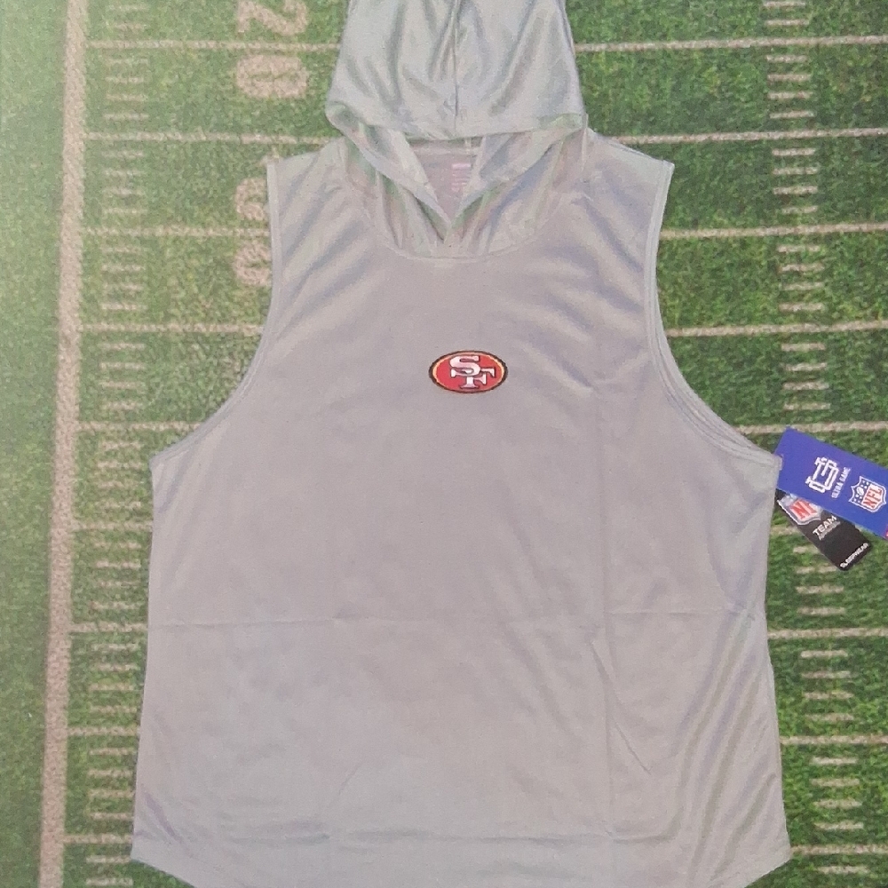 San Francisco 49ers Dri Fit Gray Sleeveless Hoodie Tank Top with Logo NWT